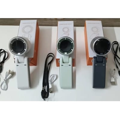 Picture of Portable Handheld Mini Turbo Fan USB Rechargeable Travel Neck Fan with 5 Speeds 3 IN 1-1800mah Q3 White