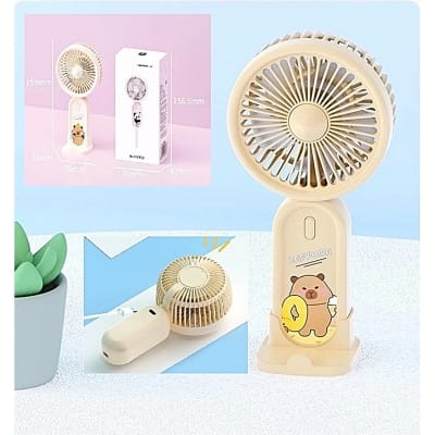 Picture of USB Mini Portable Handheld Fan with Phone Holder Rechargeable 5V Air Cooling Fan for Outdoor Use Electric and Battery Powered 