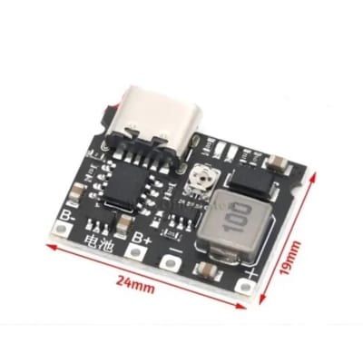 Picture of J5019 Li-ion 3.7/4.2 Volt Battery Charger Board + DC-DC Step Up Type C With Battery Protection Black