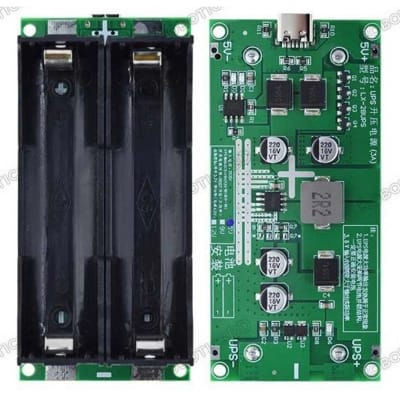 Picture of Generic Battery Boost Charger Board, 15W 3A UPS Circuit Micro USB Port Good Protection Lithium Battery Charging Boost Module Compact Size for Electrical Device (12V) Green