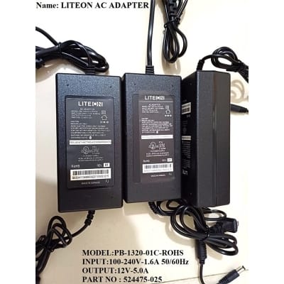 Picture of LITEON AC Adapter Model PB-1320-01C-ROHS INPUT : 100-240V-1.6A 50/60Hz OUTPUT:12V-5.0A 