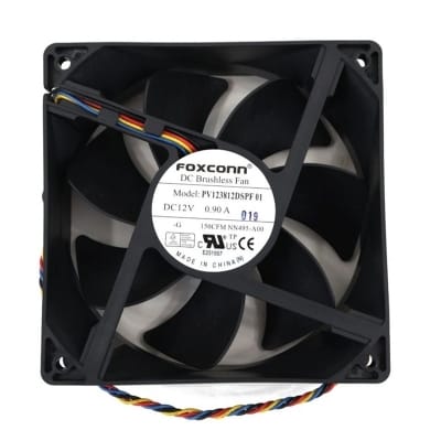 Picture of Foxconn DC Brushless Fan 3612KL-04W-B66 12V DC 0.90A 5 x 5 Inch 15000RPM Hi Speed Air Compatible Device-Made In China Black