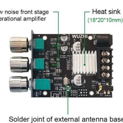Picture of ZK-502MT 2x50W Bluetooth Audio Power Amplifier Module, Subwoofer Bass Treble AMP with AUX Input 
