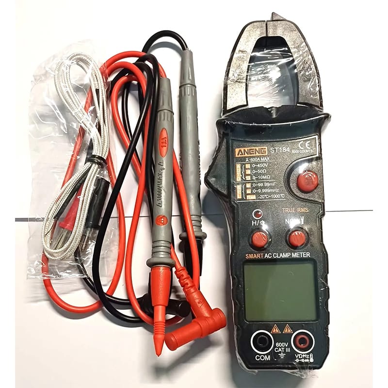 Picture of ANENG ST184 Digital Clamp Multimeter 6000 Counts Professional True RMS AC/DC Voltage Current Tester Hz Capacitance Ohm Black