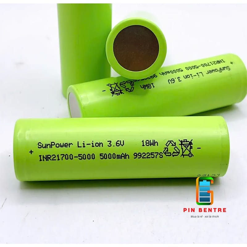 Picture of SunPower INR21700-50SE Grade A 3.7V 6C 20/30A 5000mAh 1000 Cycle 1 pc Green
