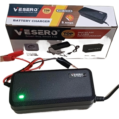 Picture of 12V 5A Smart Fast Battery Charger / 12v 5Ah to 100Ah Battery Charge Capacity Black
