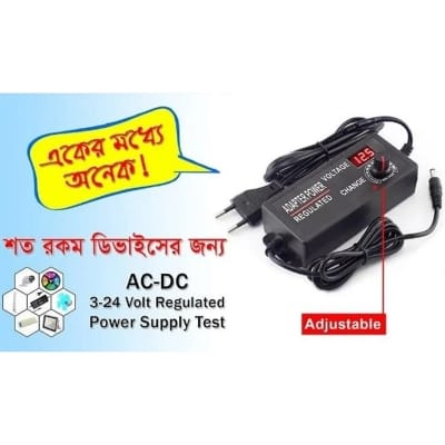 Picture of Adjustable AC to DC Power Adapter Multi Function DC 3V-24V 5A With Display Screen Voltage Regulated switching power supply Black