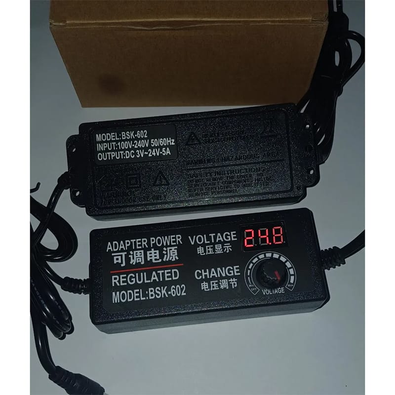 Picture of Adjustable AC to DC Power Adapter Multi Function DC 3V-24V 5A With Display Screen Voltage Regulated switching power supply Black