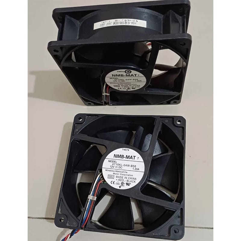 Picture of DC Brushless Hi Speed Cooling Fan NMB MAT 4715KL-04W-B56 12V 1.30A 5’*5’ inch 15000 RPM Air Compatible devices Server 4-wire interface-2 Recondition Black