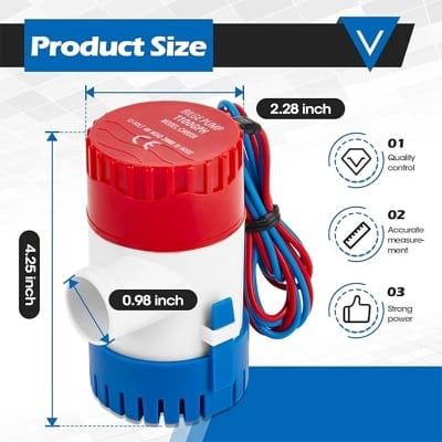 Picture of Bilge Pump1100G PH DC 12V Electric Water Pump For Submersible Boat, Irrigation, Gardening, Swimming Pool, Ponds. Blue