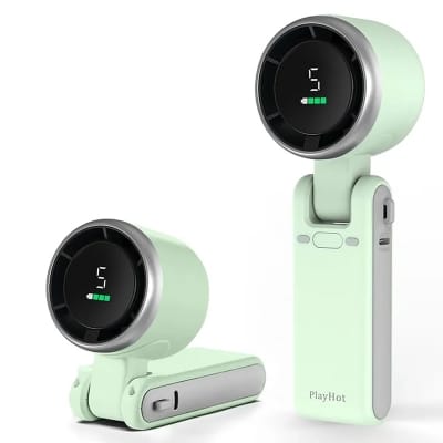 Picture of Portable Handheld Mini Turbo Fan USB Rechargeable Travel Neck Fan with 5 Speeds 3 IN 1-1800mah Q2 White