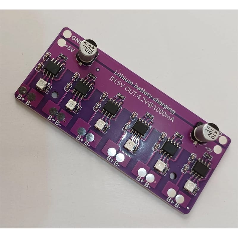 Picture of 6in1Charging Module PCB Circuit Board Charger Array 5V Input for 18650 4.2V Lithium Battery Accessories Purple