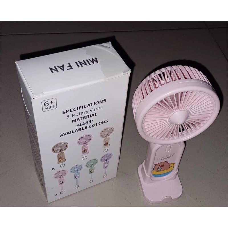 Picture of USB Mini Portable Handheld Fan with Phone Holder Rechargeable 5V Air Cooling Fan for Outdoor Use Electric and Battery Powered 