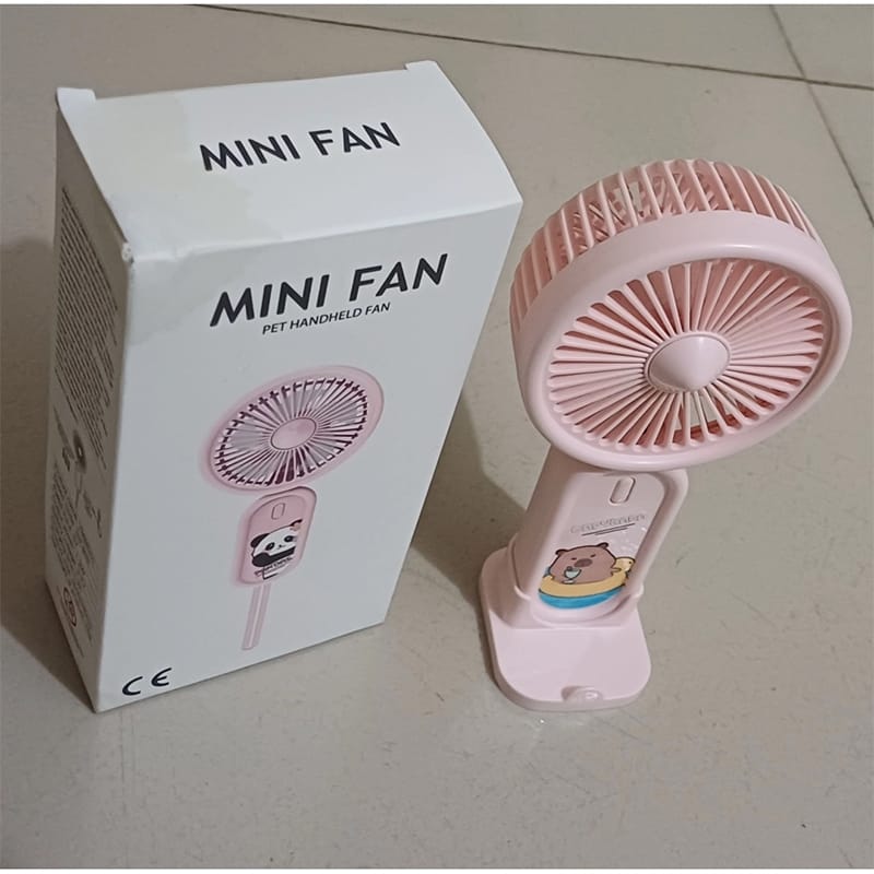 Picture of USB Mini Portable Handheld Fan with Phone Holder Rechargeable 5V Air Cooling Fan for Outdoor Use Electric and Battery Powered 