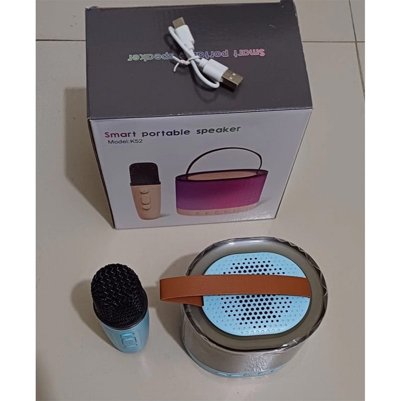 Picture of K52 Wireless Bluetooth Speaker Multifunction with 1 Microphone RGB Portable Music Player Karaoke Machine 