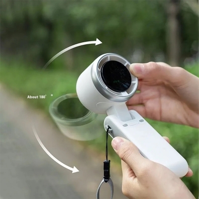 Picture of Portable Handheld Mini Turbo Fan USB Rechargeable Travel Neck Fan with 5 Speeds 3 IN 1-1800mah Q2 Green