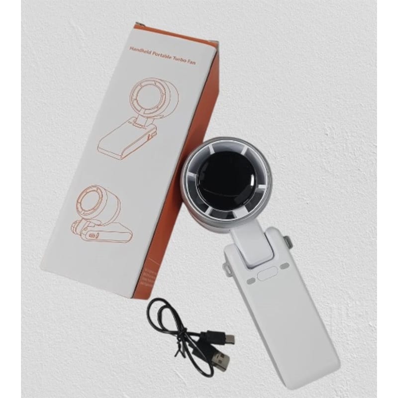 Picture of Portable Handheld Mini Turbo Fan USB Rechargeable Travel Neck Fan with 5 Speeds 3 IN 1-1800mah Q2 Green
