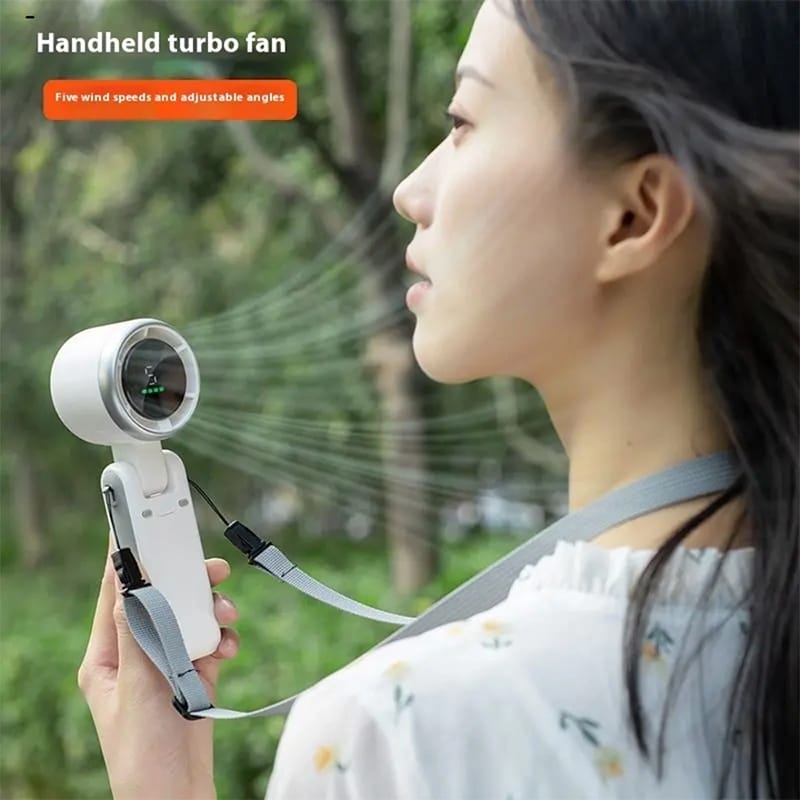 Picture of Portable Handheld Mini Turbo Fan USB Rechargeable Travel Neck Fan with 5 Speeds 3 IN 1-3600mah Q1 