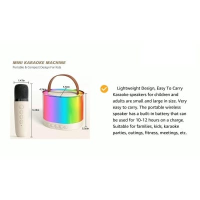 Picture of K52 Wireless Bluetooth Speaker Multifunction with 1 Microphone RGB Portable Music Player Karaoke Machine for Child Home Gift Multicolor