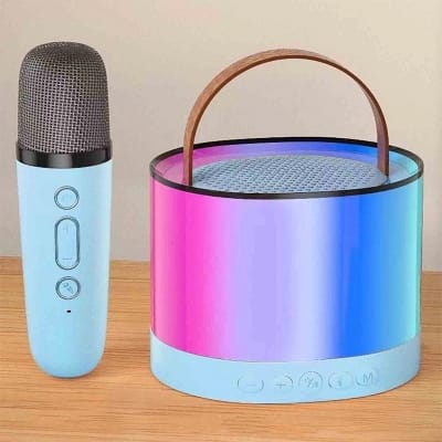 Picture of K52 Wireless Bluetooth Speaker Multifunction with 1 Microphone RGB Portable Music Player Karaoke Machine for Child Home Gift Multicolor