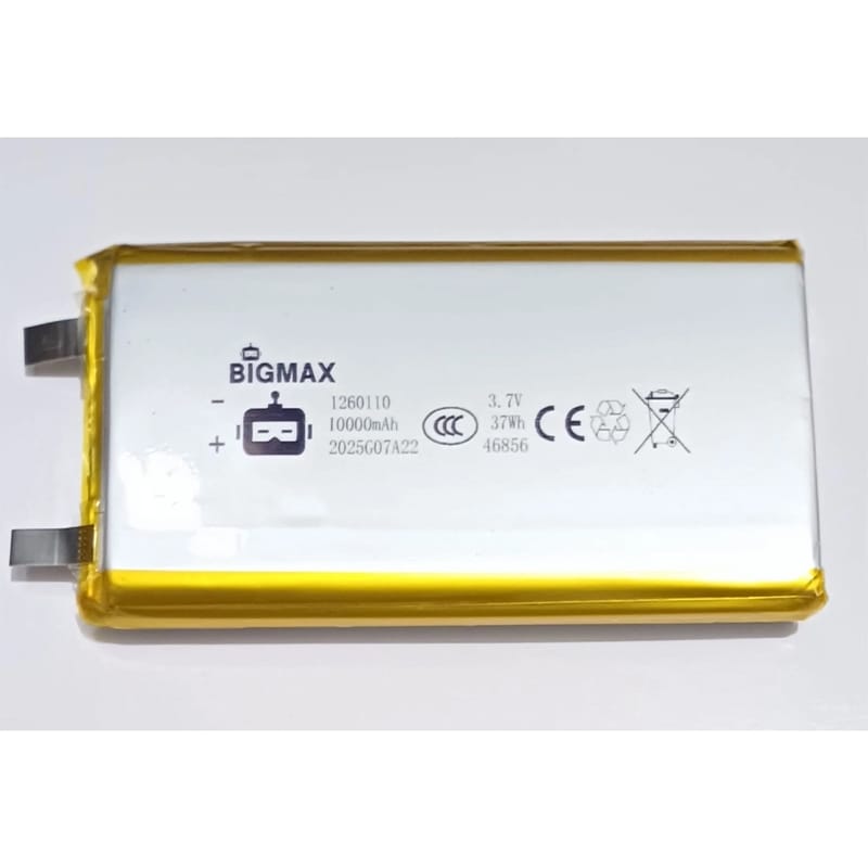 Picture of Bigmax 1260110 Lithium Polymer Battery 10000mAh 3.7V Battery Power Bank Battery 1 PC Grey