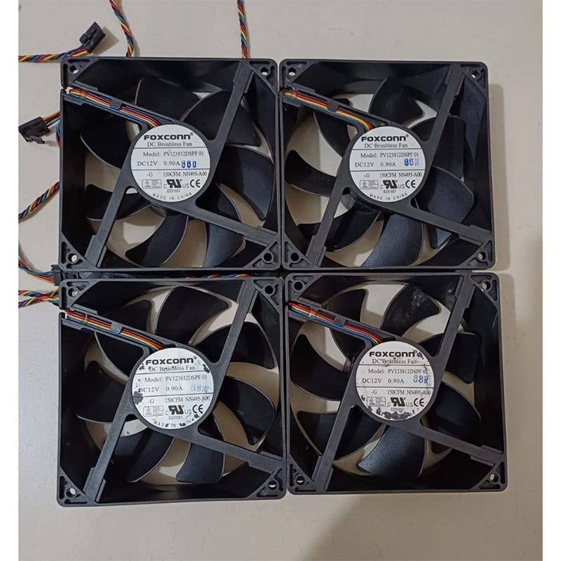 Picture of DC Brushless Hi Speed Cooling Fan FOXCONN PV123812DSPF 01 12V 0.90A 5’*5’ inch 15000 RPM Air Compatible devices Server 4-wire interface Black
