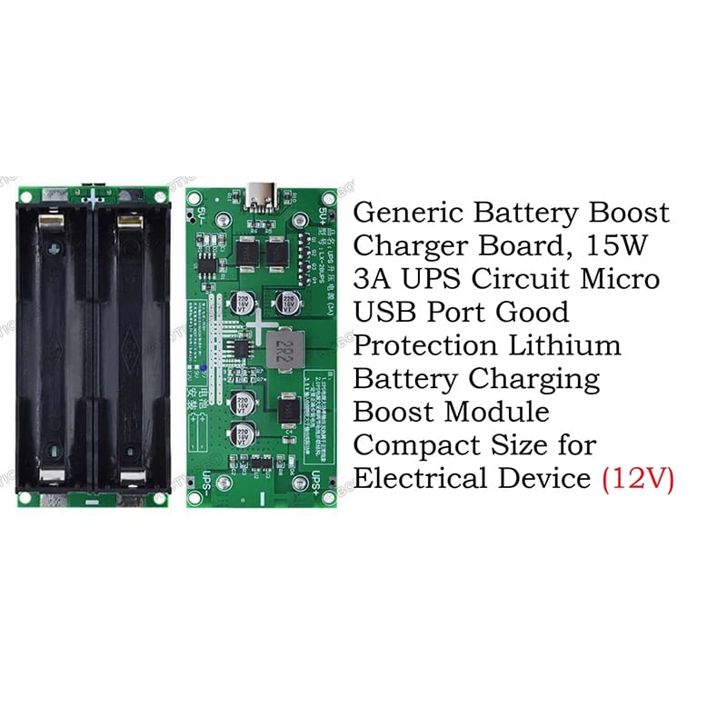 Picture of Generic Battery Boost Charger Board, 15W 3A UPS Circuit Micro USB Port Good Protection Lithium Battery Charging Boost Module Compact Size for Electrical Device (12V) BEIGE/GREEN