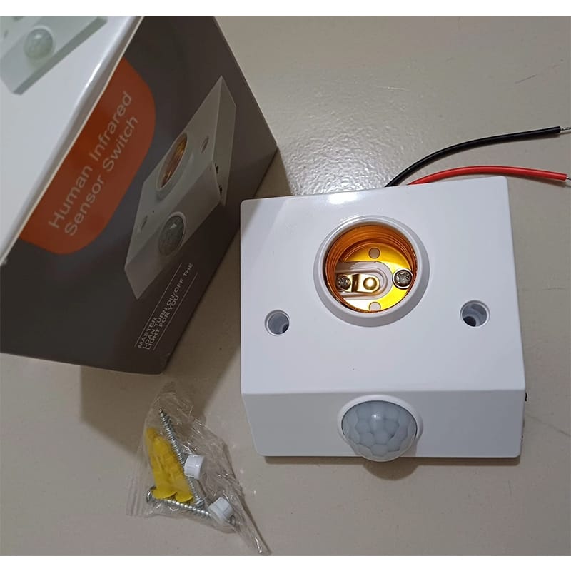 Picture of Motion Sensor E 27 Light Holder Bulb Holder Screw Type 110-220v AC Bright White