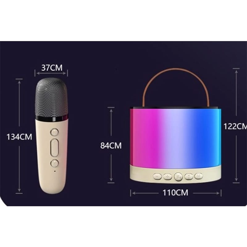 Picture of K52 Wireless Bluetooth Speaker Multifunction with 1 Microphone RGB Portable Music Player Karaoke Machine for Child Home Gift 