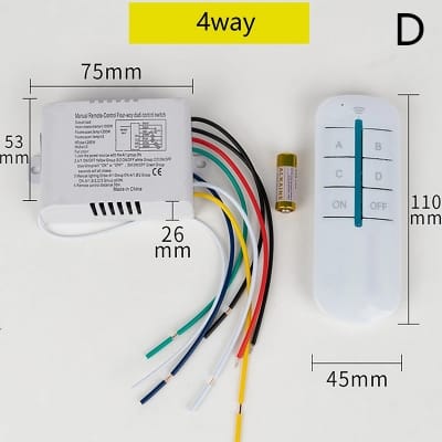 Picture of 4 Way Digital Wireless Remote Control Switch Full White