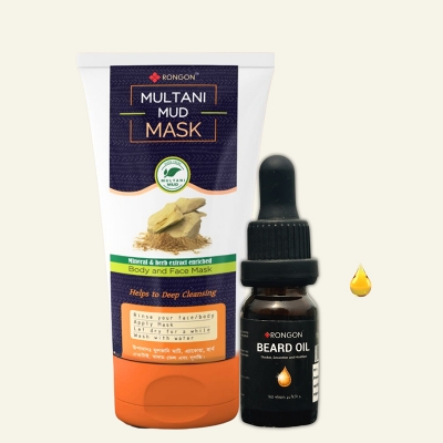 Picture of Rongon Herbals Beard Oil Combo-3 Multani Mud 80gm & Beard Oil 10 ml