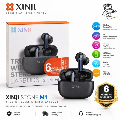 Picture of XINJI STONE M1 True Wireless Stereo Earbuds Bluetooth 5.3 ENC Noise Cancellation Touch Control TWS Earbuds with Type-C Charging & 8 Hours Playtime with 6 Months Warranty