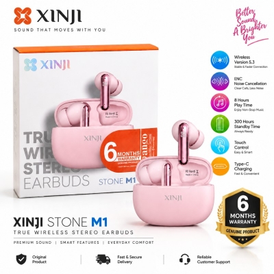 Picture of XINJI STONE M1 True Wireless Stereo Earbuds Bluetooth 5.3 ENC Noise Cancellation Touch Control TWS Earbuds with Type-C Charging & 8 Hours Playtime with 6 Months Warranty
