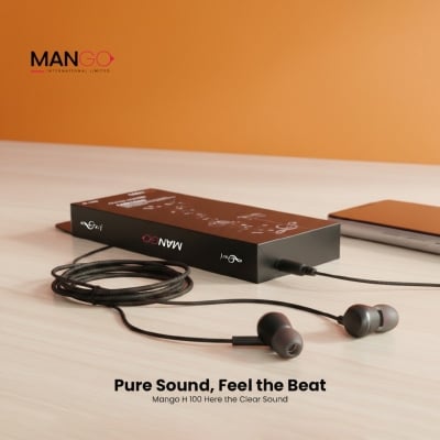 Picture of Wired Earphone with Built-in Microphone | HiFi Stereo Clear Sound Earbuds for Music, Gaming & Calls | Black | 6 Months Warranty | MANGO H100 - Black