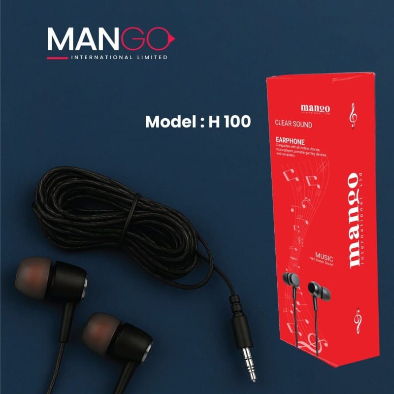 Picture of Wired Earphone with Built-in Microphone | HiFi Stereo Clear Sound Earbuds for Music, Gaming & Calls | Black | 6 Months Warranty | MANGO H100 - Black