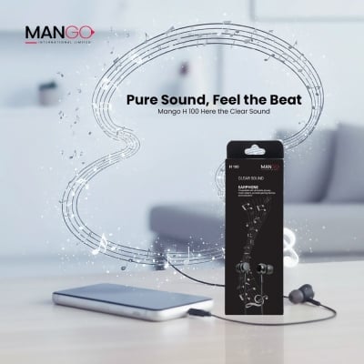 Picture of Wired Earphone with Built-in Microphone | HiFi Stereo Clear Sound Earbuds for Music, Gaming & Calls | Black | 6 Months Warranty | MANGO H100 - Black