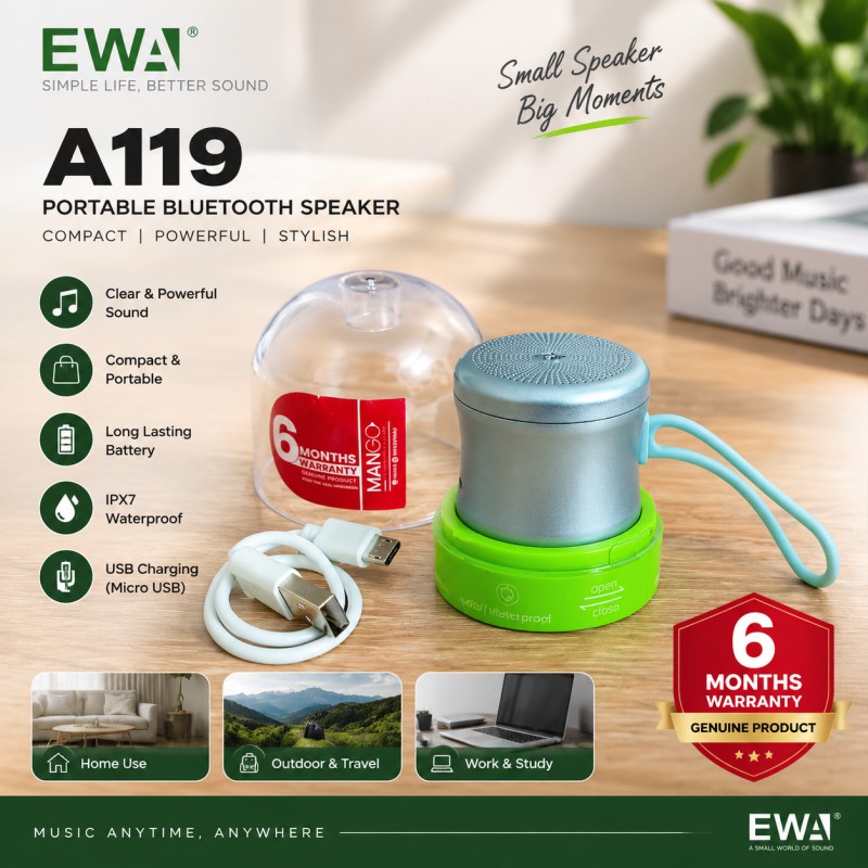 Picture of EWA A119 Portable Wireless Bluetooth Speaker Mini Speaker IPX7 Waterproof with 6 Months Warranty