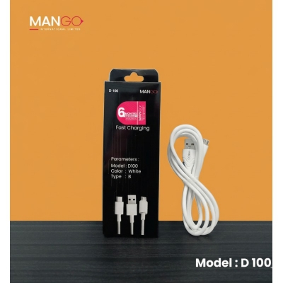 Picture of 65W Fast Charging Type-B Data Cable with Durable Design & 6 Months Warranty - MANGO D100 - White