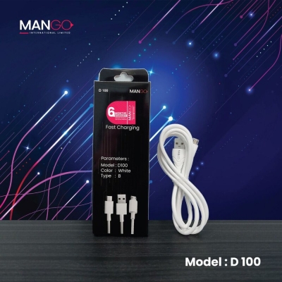 Picture of 65W Fast Charging Type-B Data Cable with Durable Design & 6 Months Warranty - MANGO D100 - White