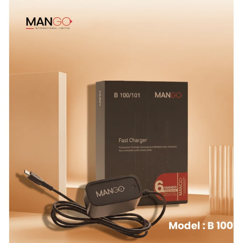 Picture of 2W Mobile Charger with Type B Cable | USB Travel Adapter for Android Phone with 6 Months Warranty | MANGO B100 - Black