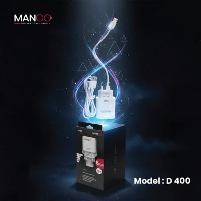 Picture of 25W Fast Charging Adapter with Type-C Cable, QC 3.0 Support & 6 Months Warranty - MANGO P400 - White