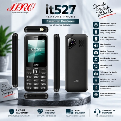 Picture of IPRO IT527 Button Mobile Phone | Dual SIM Feature Phone | Large 2.4 Inch Screen | Long Battery Backup | Camera | 1 Year Warranty