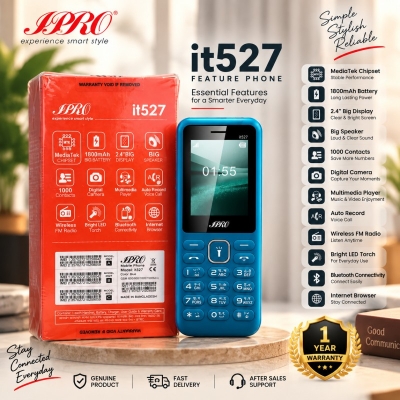 Picture of IPRO IT527 Button Mobile Phone | Dual SIM Feature Phone | Large 2.4 Inch Screen | Long Battery Backup | Camera | 1 Year Warranty