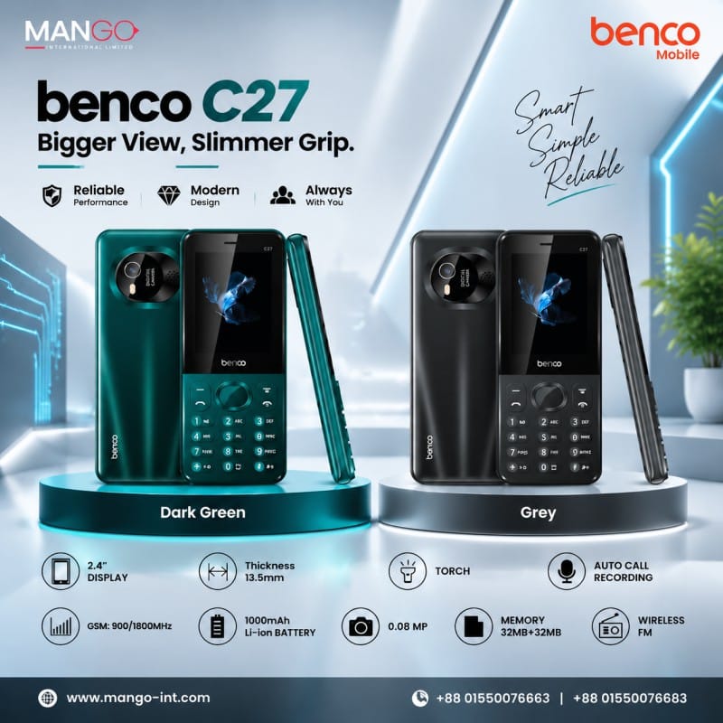 Picture of Benco C27 Feature Phone (Button Phone) - Grey