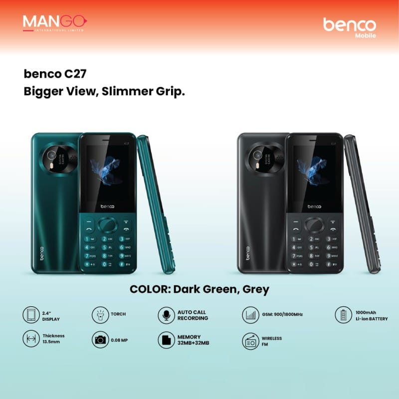 Picture of Benco C27 Feature Phone (Button Phone) - Grey