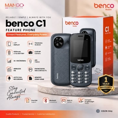 Picture of Benco C1 Feature Phone (Button Phone) - Grey
