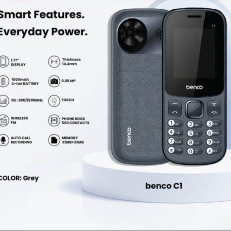 Picture of Benco C1 Feature Phone (Button Phone) - Grey