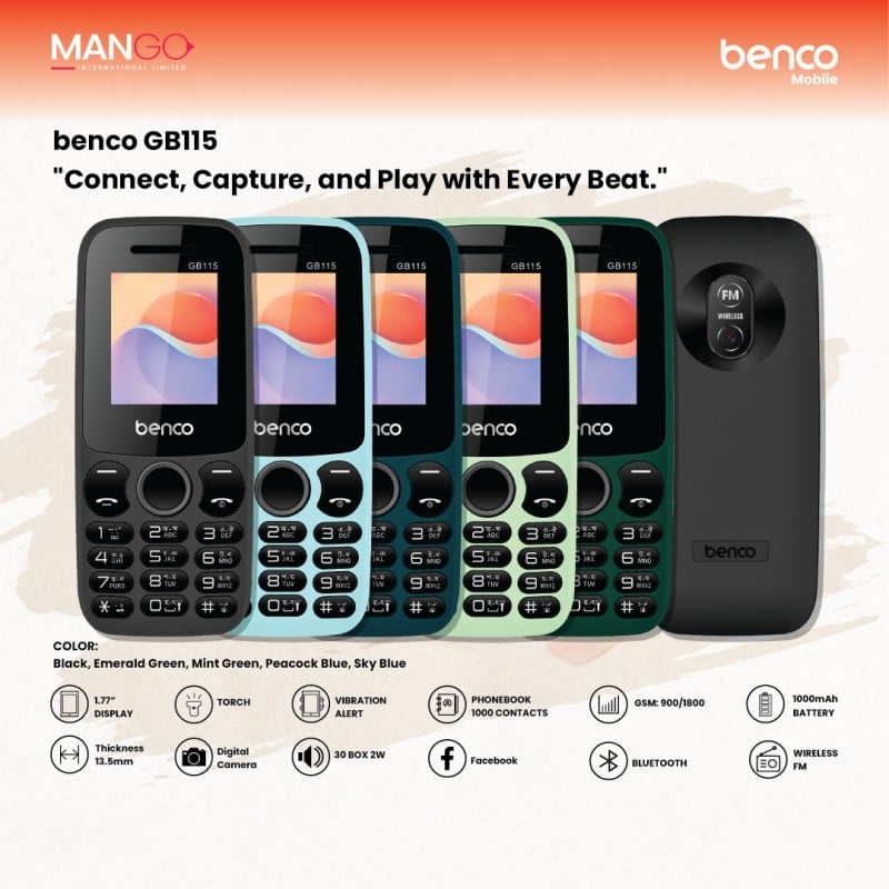 Picture of Benco GB115 Feature Phone (Button Phone) - Black