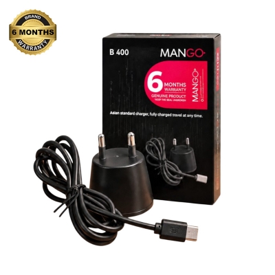 Picture of 2W Mobile Charger with Type C Cable | USB Charging Adapter with 6 Months Warranty - MANGO B400 - Black