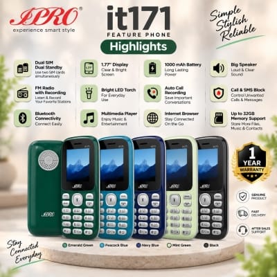 Picture of IPRO it171 Dual SIM Feature Phone | 1.77" Display, 1000mAh Battery, Bluetooth, FM Radio Recording | 1 Year Warranty